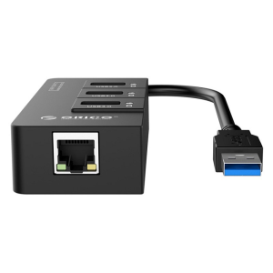 Bộ Chia USB Orico HR01-U3 (Từ 1 Ra 3 cổng chuẩn 3.0, 1 Cổng mạng RJ45) Đen
