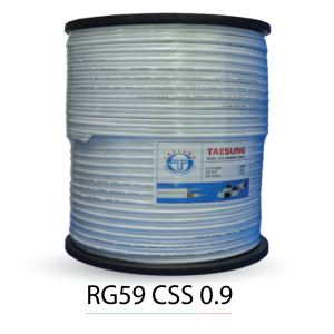 Dây đồng trục Taesung RG59 Liền nguồn CCS 0.9 Cu dầu,305m/cuộn