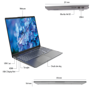 Laptop Lenovo IdeaPad Slim 5 Pro 16ARH7 (82SN00AFVN) (R7 6800HS/16GB RAM/512GB SSD/16 WQXGA/GTX 1650 4GB/Win11/Xám) 
